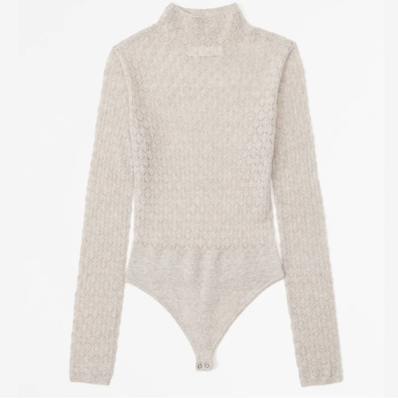 Abercrombie & Fitch Merino Wool-Blend Pointelle Bodysuit Size XS - Picture 1 of 5
